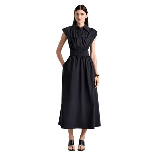 Cue Black Soft Finish Cotton Shirt Dress
